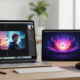 Comparison of outputs from the best AI image generators displayed on a laptop screen