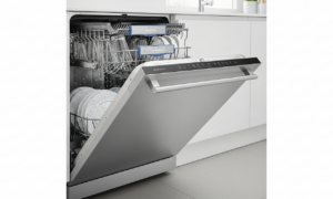 Open dishwasher with wet dishes illustrating a dishwasher not drying dishes problem