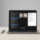 Laptop screen showing one of the best AI meeting assistants generating a live transcript during a video call