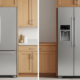 Side-by-side comparison of counter-depth vs standard fridge in a modern kitchen