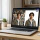 Laptop screen showing the best AI photo editors removing a background from a portrait photo
