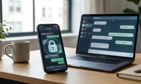 Smartphone showing a secure chat interface, illustrating encrypted messaging apps compared for privacy and safety