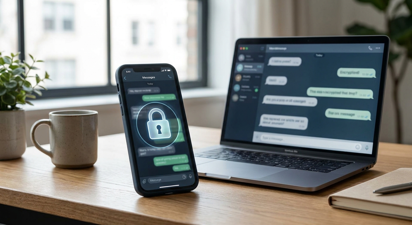 Smartphone showing a secure chat interface, illustrating encrypted messaging apps compared for privacy and safety