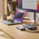 USB-C hub vs docking station compared side by side on a desk with a laptop and monitors