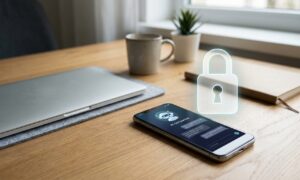 Smartphone showing a chatbot conversation illustrating AI companion app privacy risks