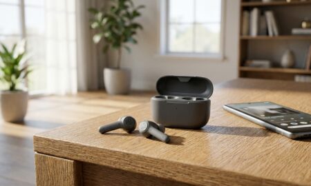 Wireless earbuds and charging case representing the best budget earbuds under $50