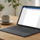 Tablet attached to a detachable folio keyboard, an example of the best keyboard for tablets on a desk